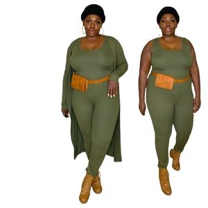 “Ready Set Go” ribbed 3-piece lounge set plus size